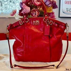 2011 Coach Red Leather Lindsey Satchel